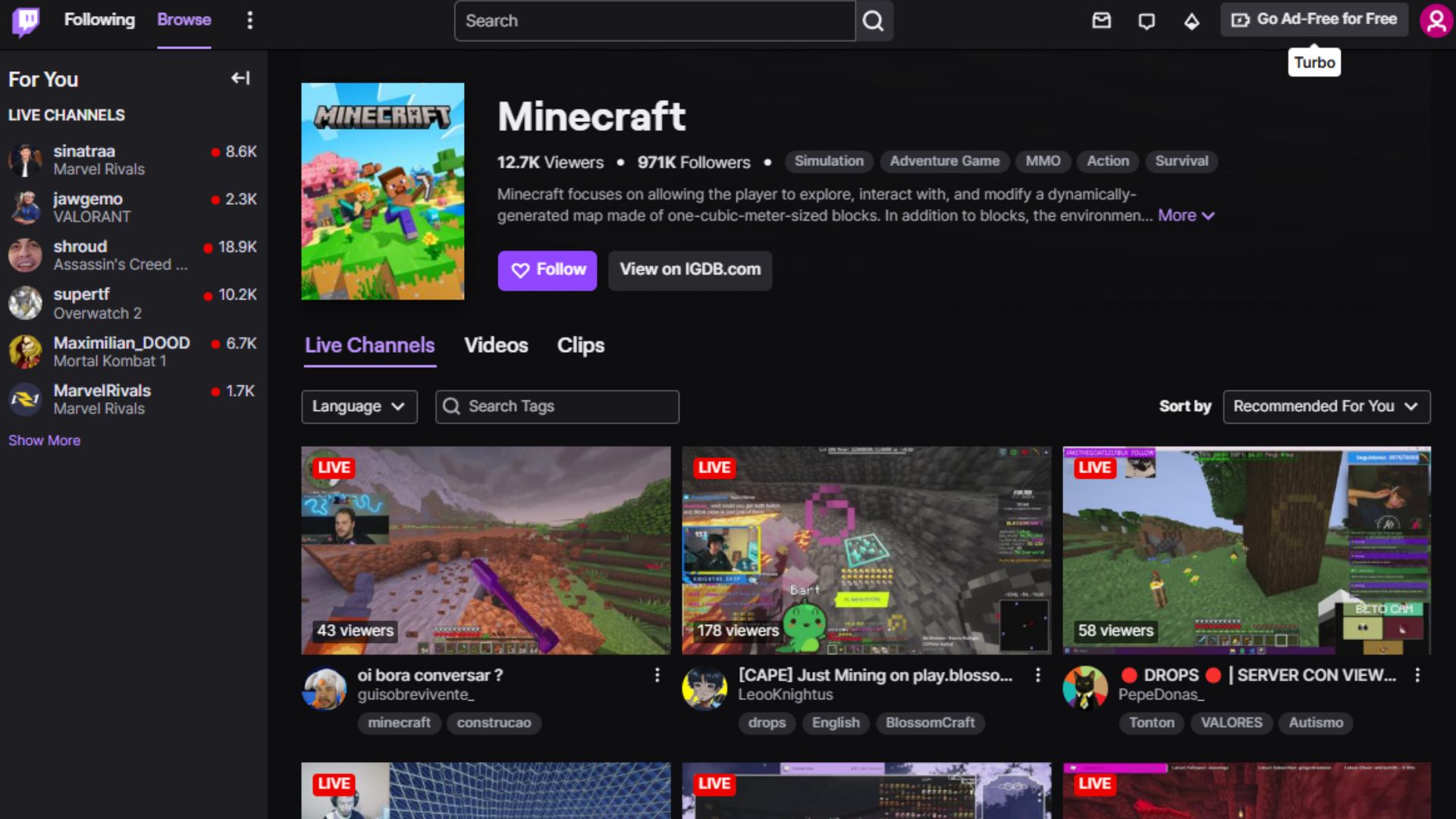 Minecraft Twitch Streams