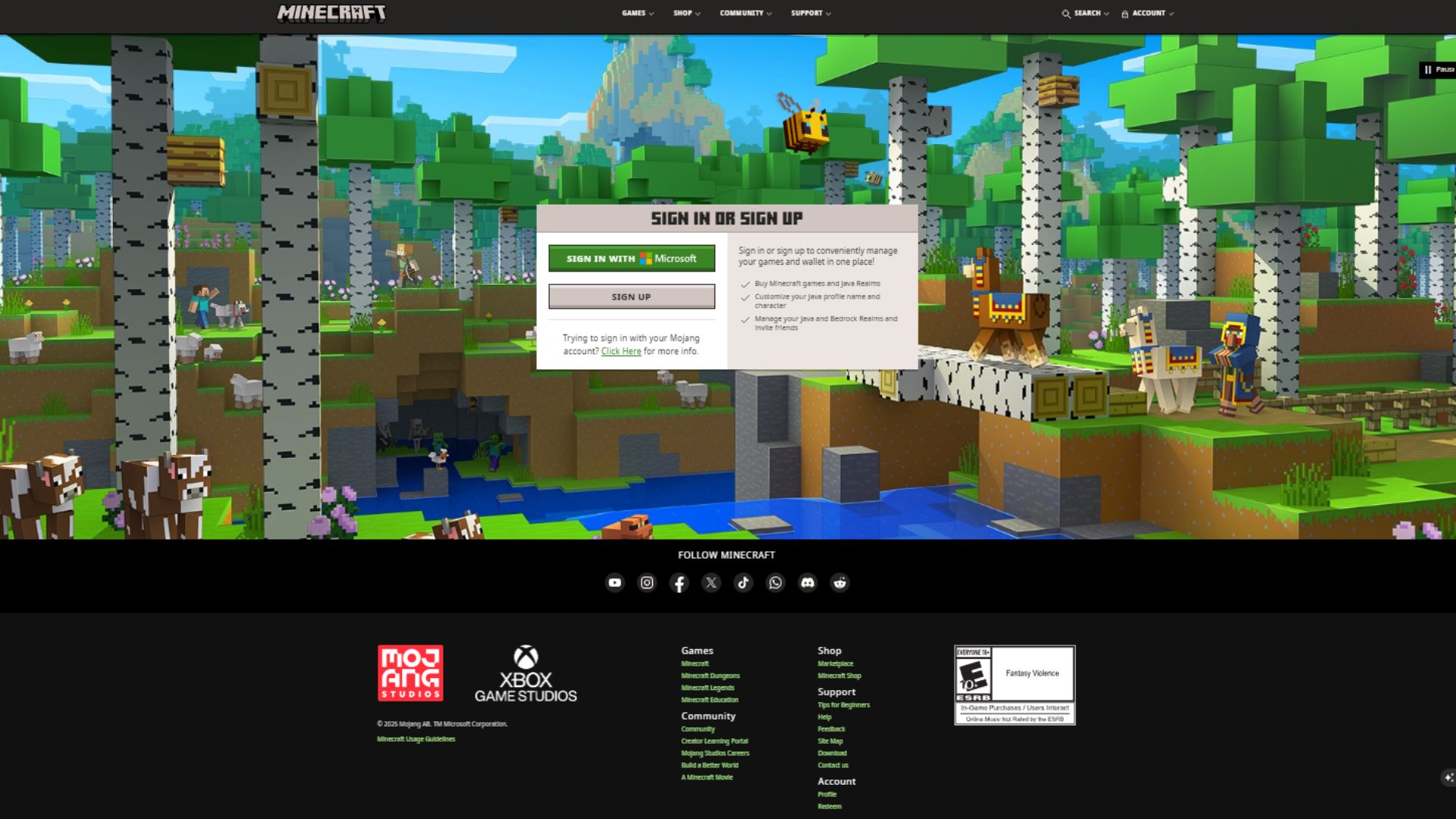 Sign in to Minecraft