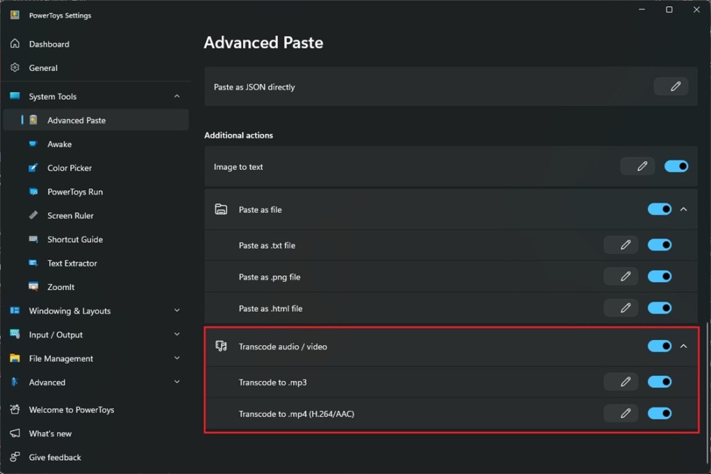 advanced paste tool in powertoys to convert videos on windows 11