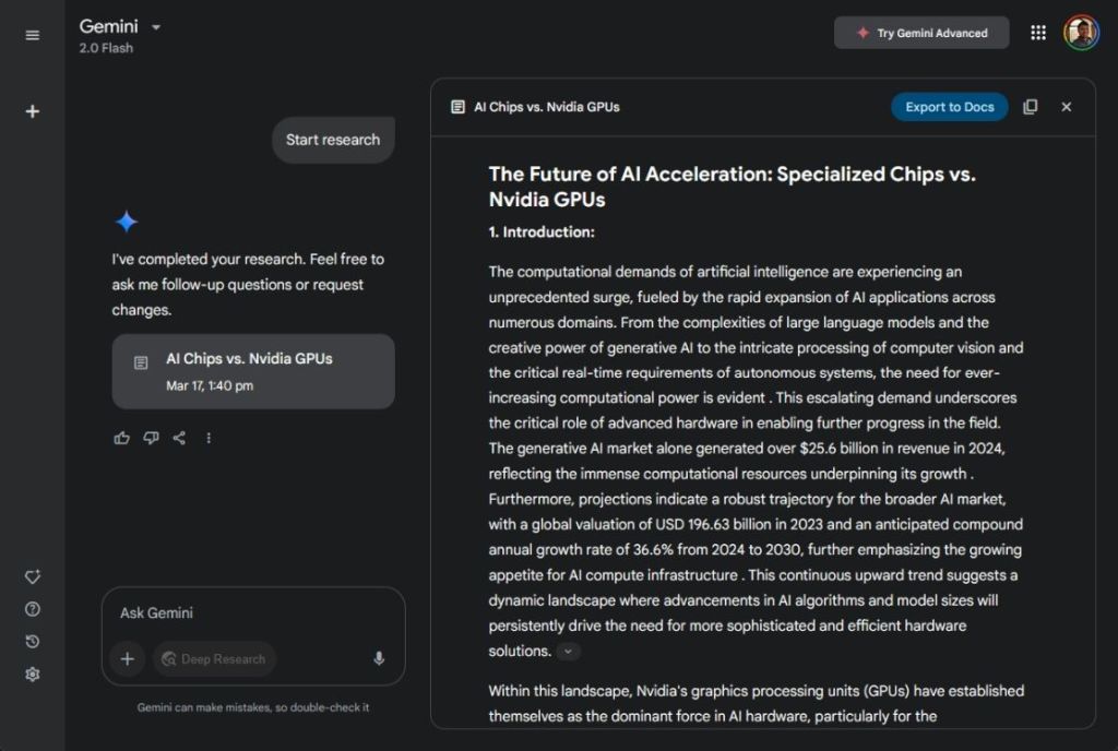 gemini deep research agent on ai chips