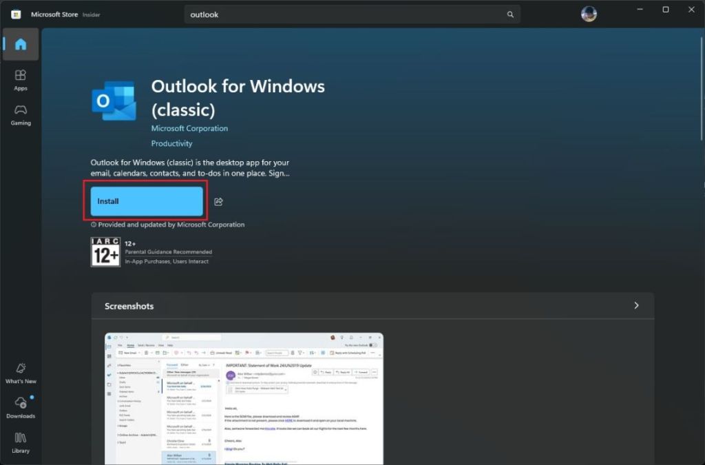 install classic outlook on windows 11