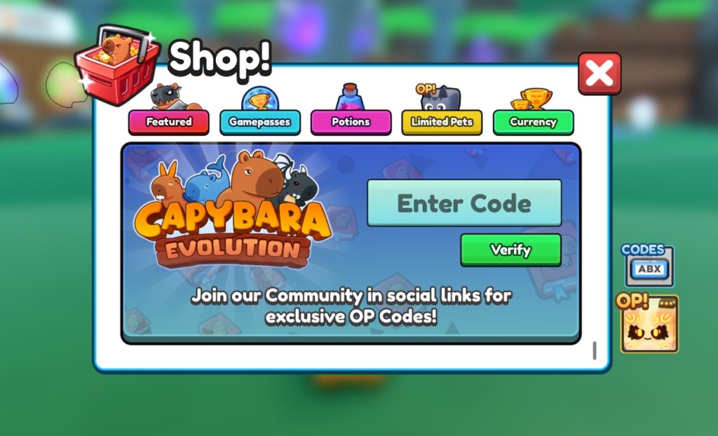 redeem Capybara Evolution codes