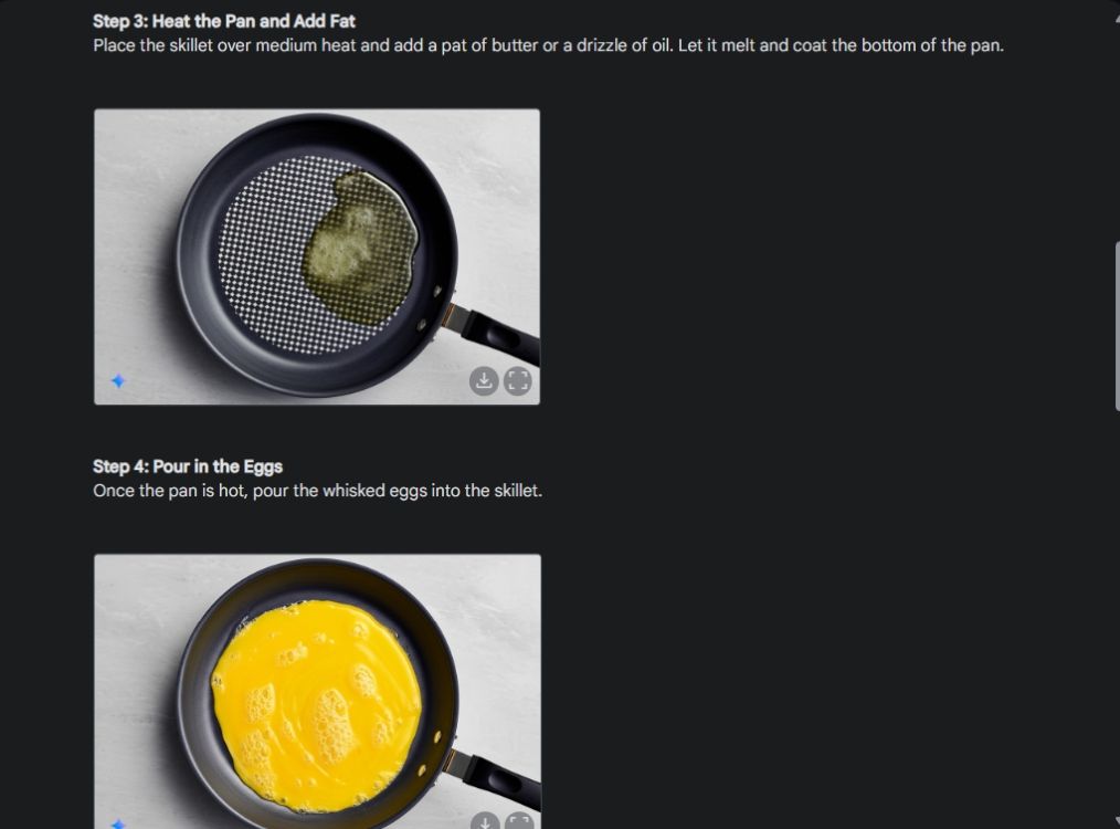 visual guide 2 to make omelette using gemini