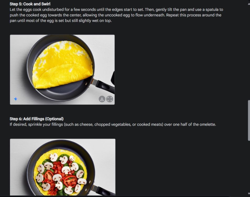 visual guide 3 to make omelette using gemini