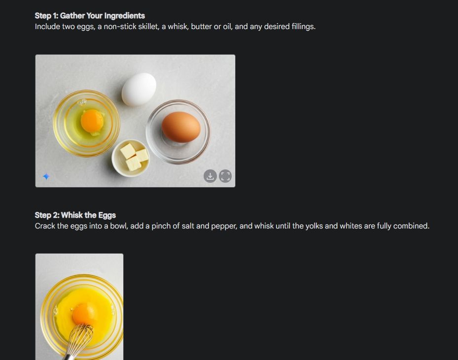 visual guide to make omelette using gemini