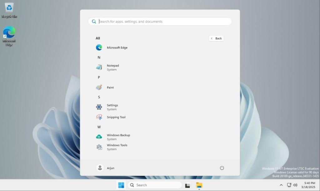 windows 11 ltsc apps in start menu